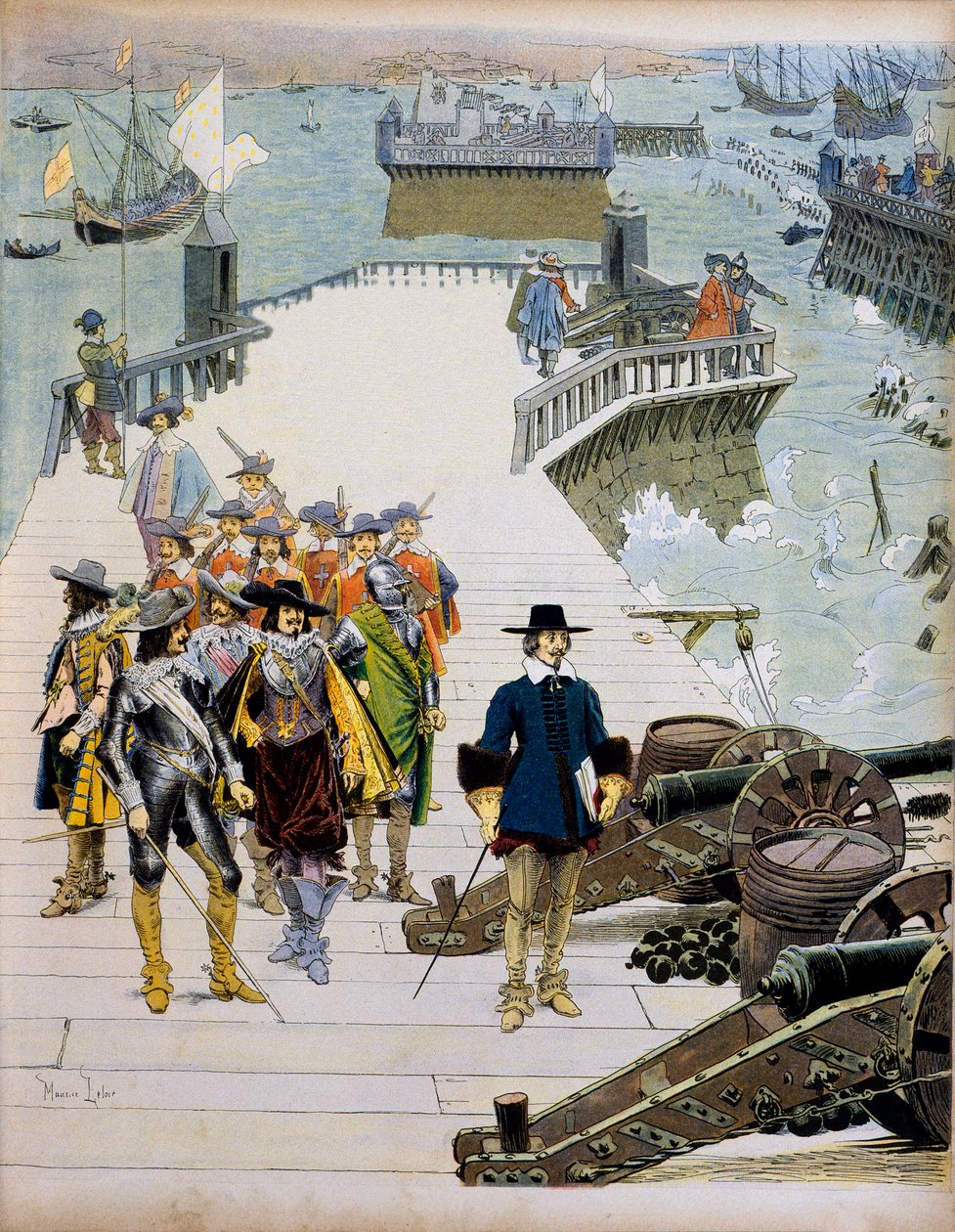História da França: Episódio do Siege de la Rochelle de Maurice Leloir
