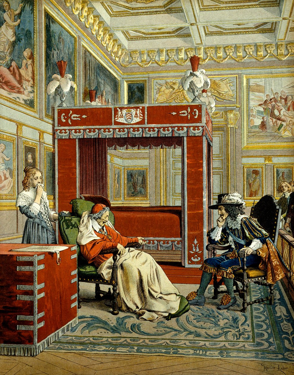 História da França: A última visita de Luís XIII ao Cardeal Richelieu (Armand Jean du Plessis de Maurice Leloir