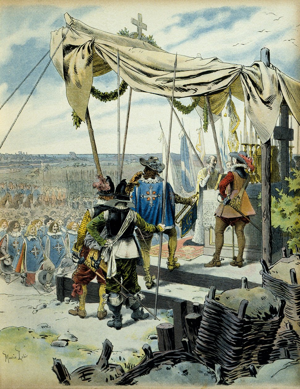 História da França: a sede de La Rochelle em 1627-1628. Cardeal Richelieu de Maurice Leloir