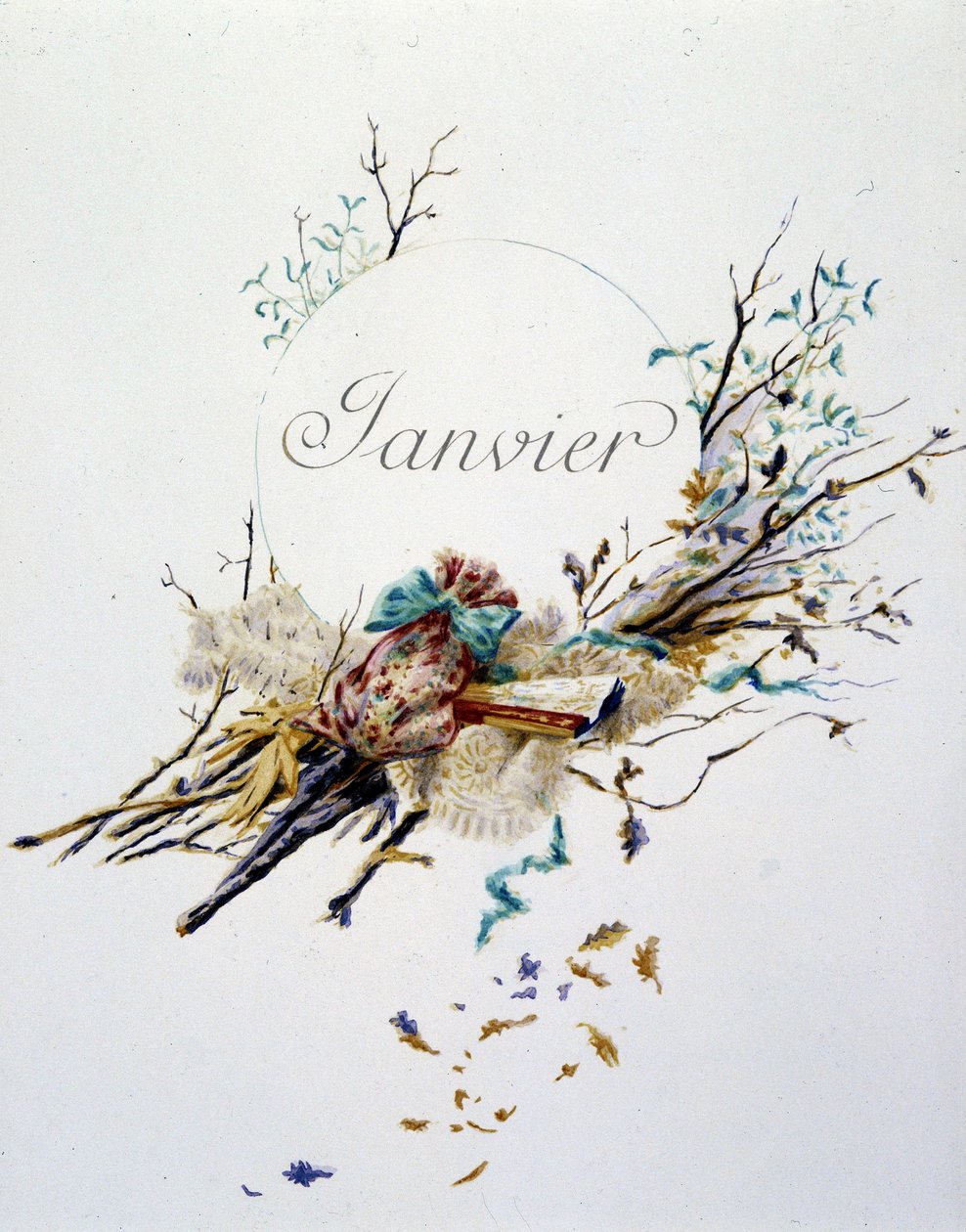Janeiro "La Chanson du mois" de Jérôme Doucet, ilustração - Maurice Leloir, ed. Reims 1904. L. Michaud de Maurice Leloir