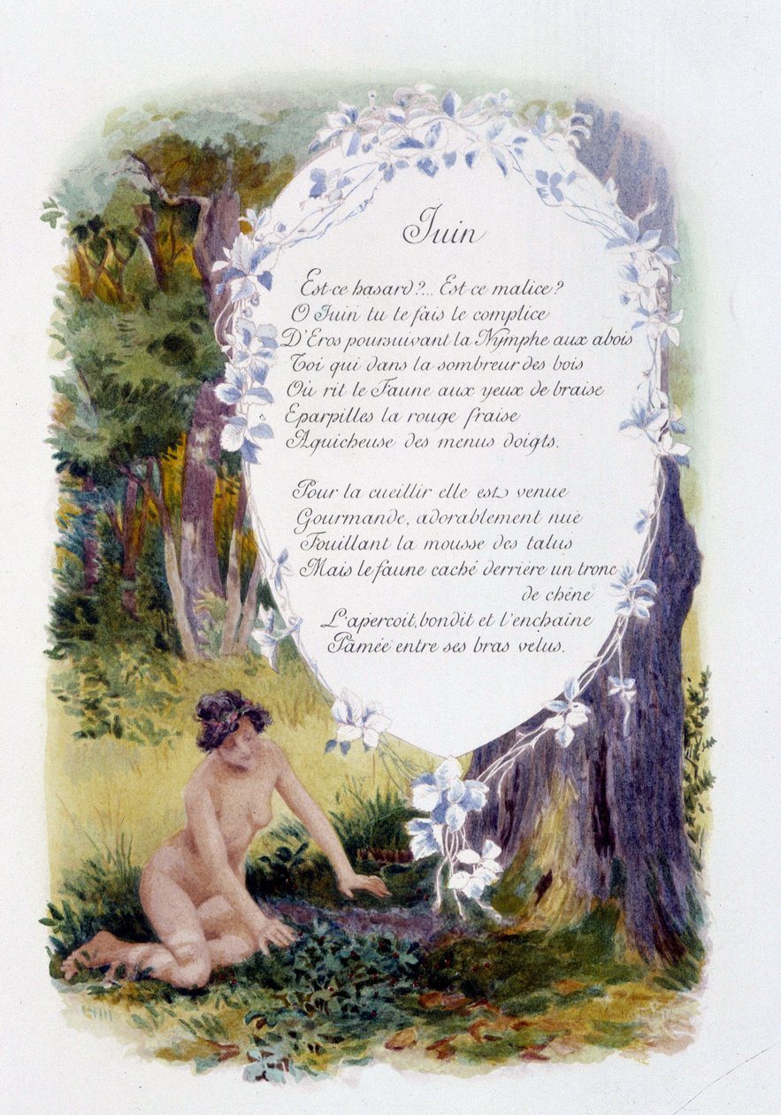 Junho "La Chanson du mois" de Jérôme Doucet, ilustração - Maurice Leloir, ed. Reims 1904. L. Michaud de Maurice Leloir