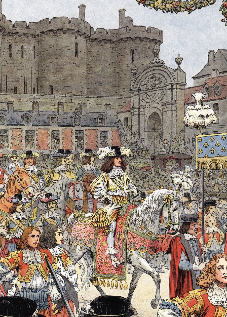 Luís XIV entrou em Paris, conhecido como Le Roi-Soleil (Rei Soleil ou Luís o Grande de Maurice Leloir
