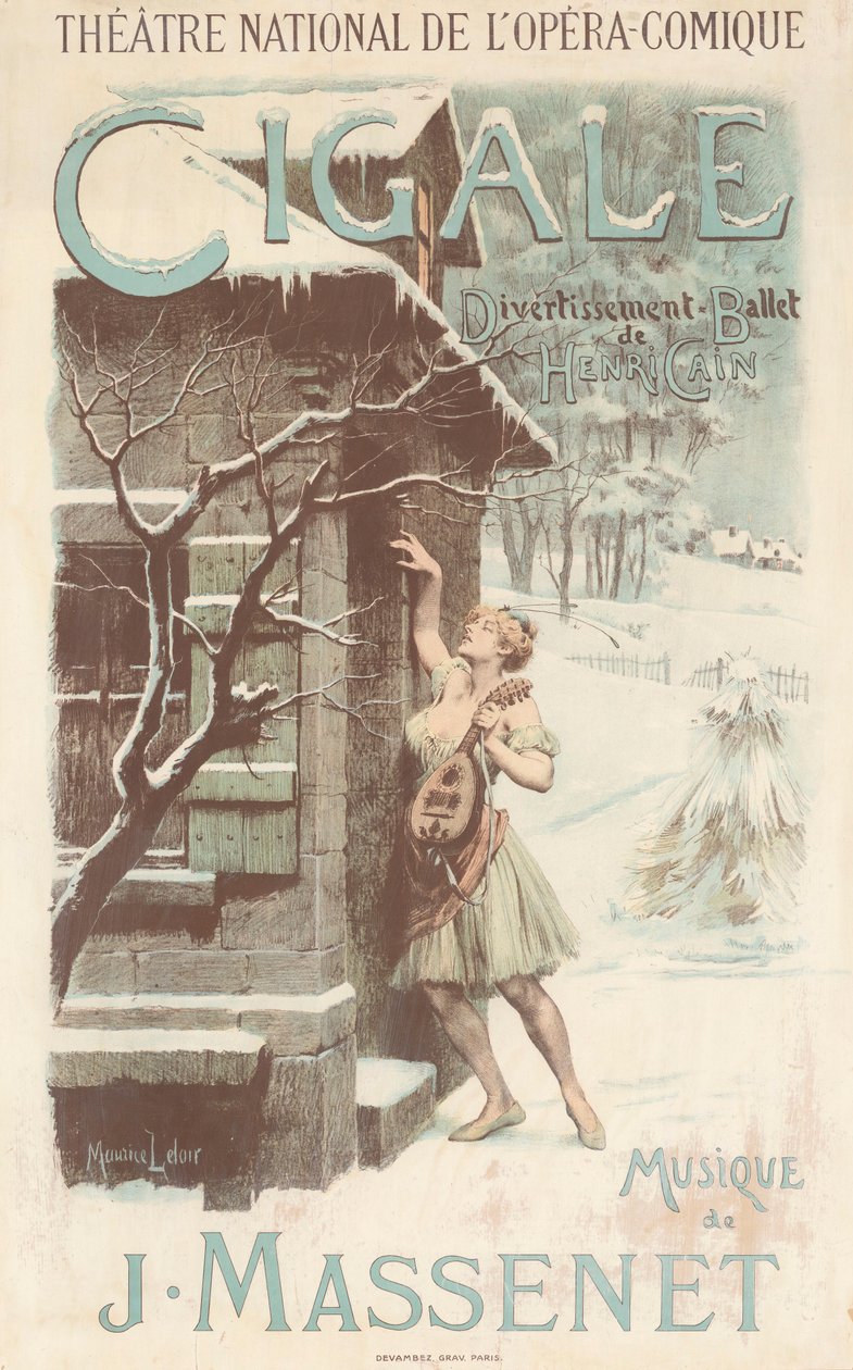 Cartaz para o balé Cigale de Jules Massenet, 1904. de Maurice Leloir
