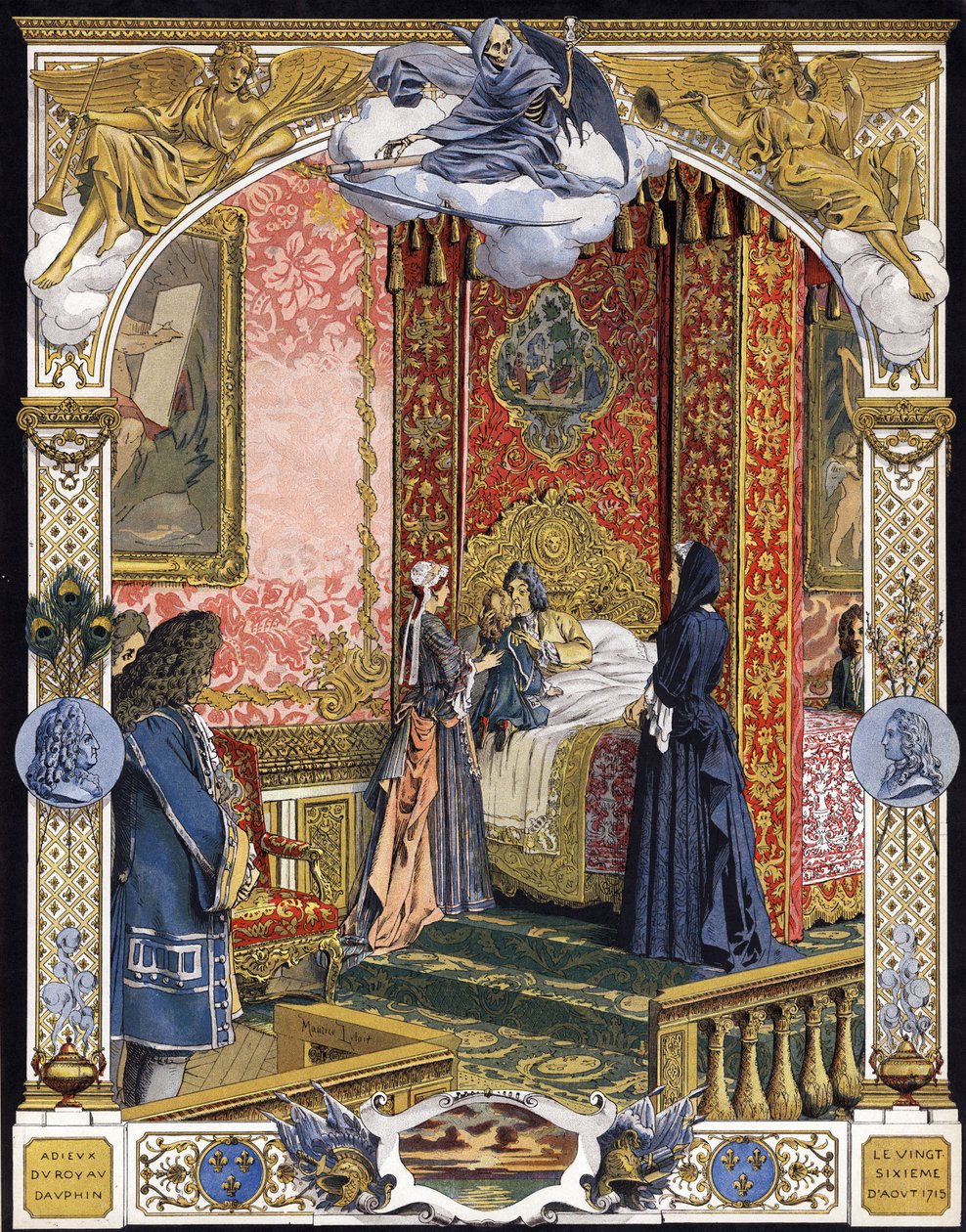 Apresentado pela sua governanta, Madame de Ventadour (Charlotte de la Mothe Houdancourt de Maurice Leloir