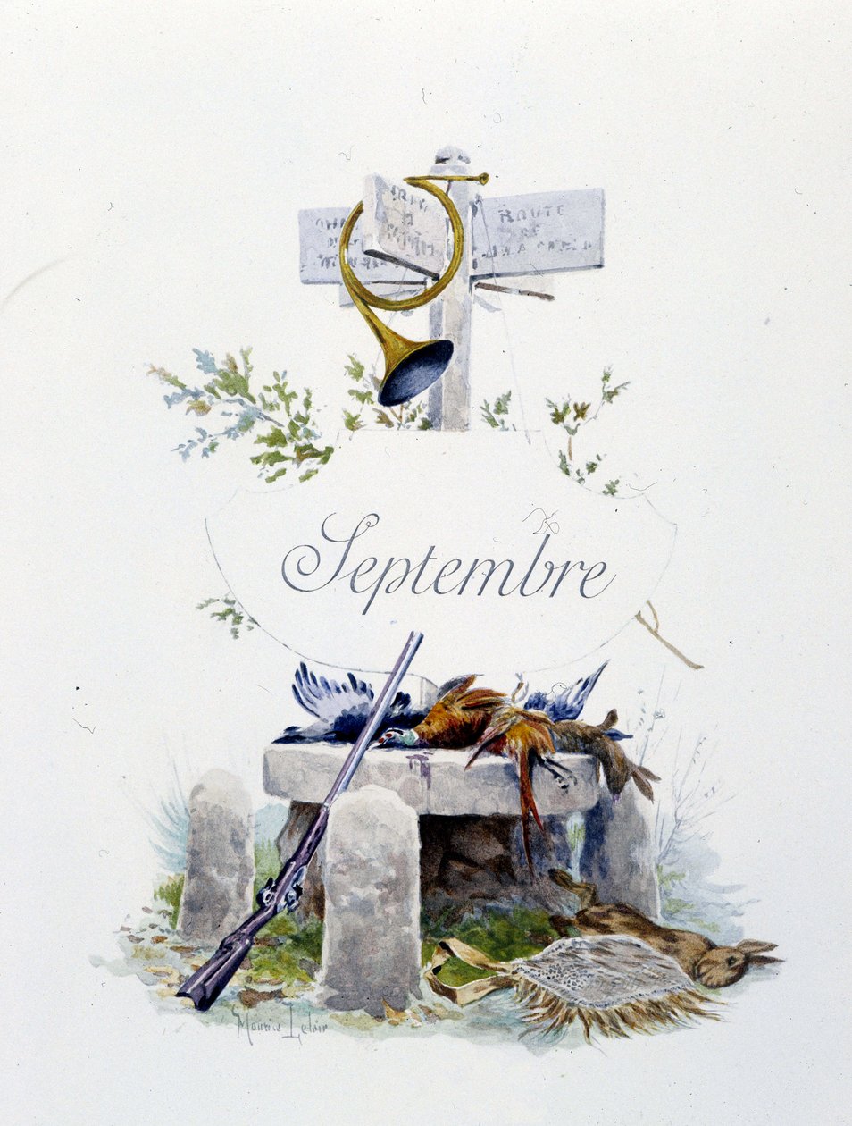 Setembro "La Chanson du mois" de Jérôme Doucet, ilustração - Maurice Leloir, ed. Reims 1904. L. Michaud de Maurice Leloir