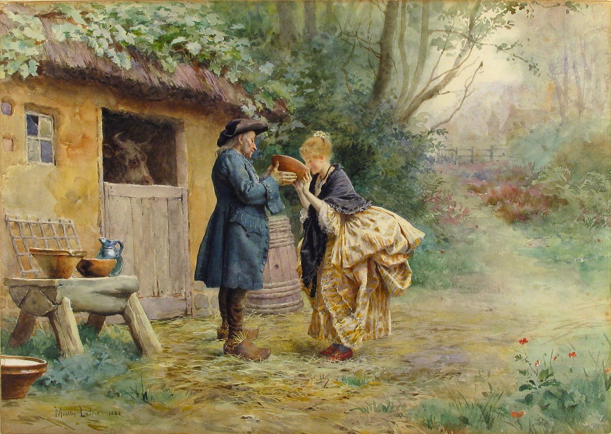The Drink of Milk, 1882. de Maurice Leloir