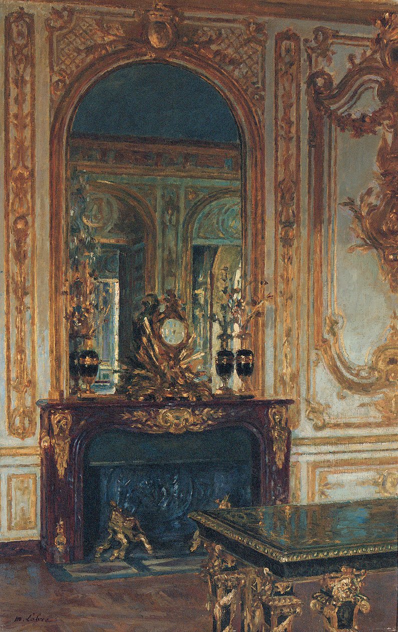 Vista interior de Versalhes (óleo sobre tela) de Maurice Lobre