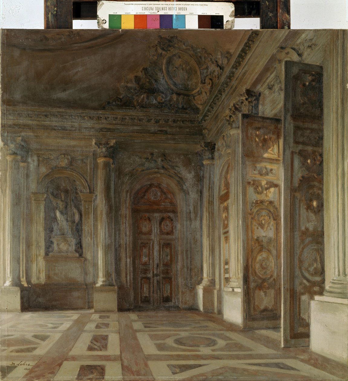Vestíbulo no Palácio de Versalhes. Pintura por Maurice de Lobre (1862-1951) de Maurice Lobre