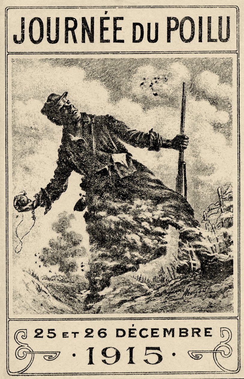 Cartaz de propaganda francês da Primeira Guerra Mundial "Journée du Poilu". 25 e 26 de dezembro de 1915", pub. 1915 (cor litho) de Maurice Louis Henri Neumont