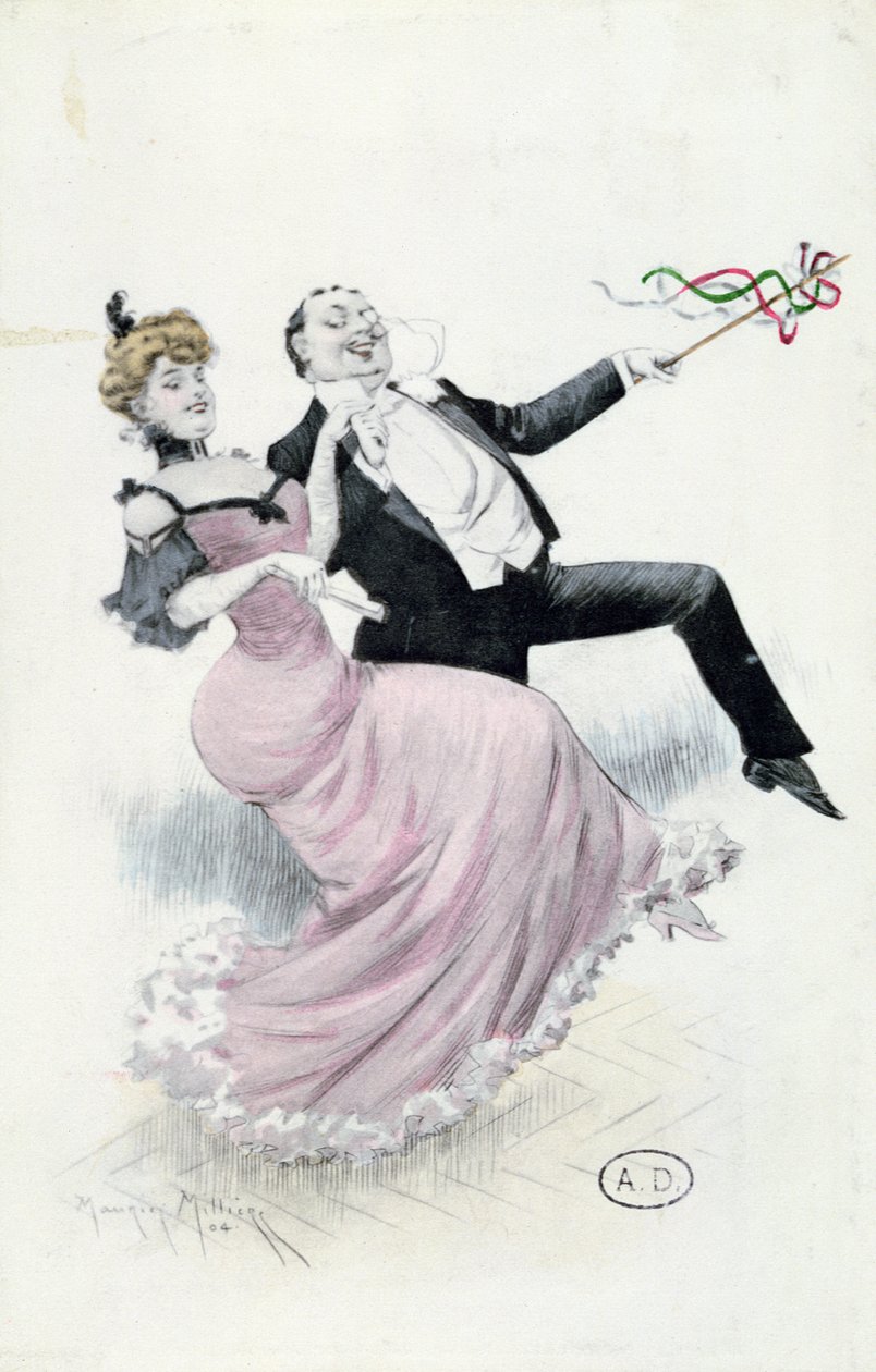 Joie de Vivre, cartão postal c.1900 (cor litho) de Maurice Millière