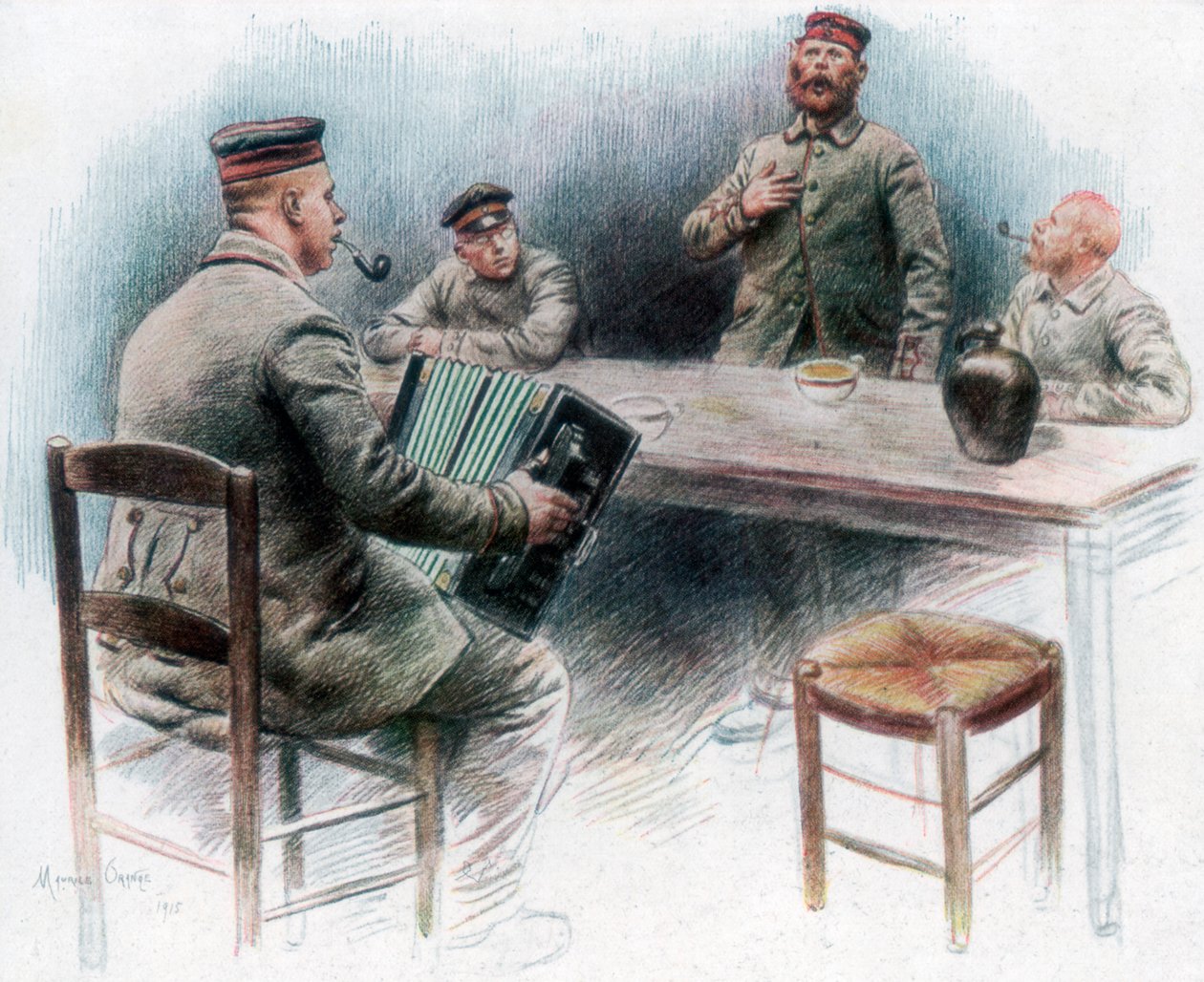 Balada sentimental na Cantina, prisioneiros de guerra alemães em Dinan, França, 1915, 1926 de Maurice Orange