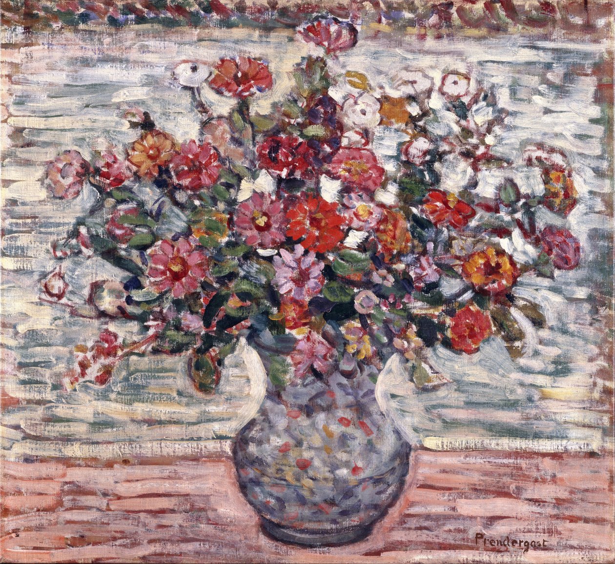 Blumen in einer Vase (Zinnien) de Maurice Prendergast
