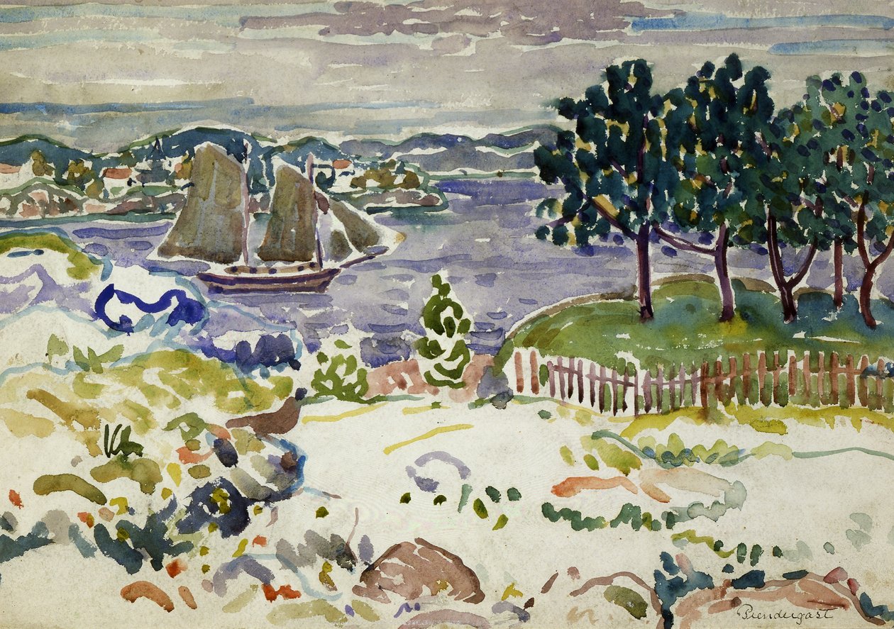 Enseada com veleiro, Maine de Maurice Prendergast