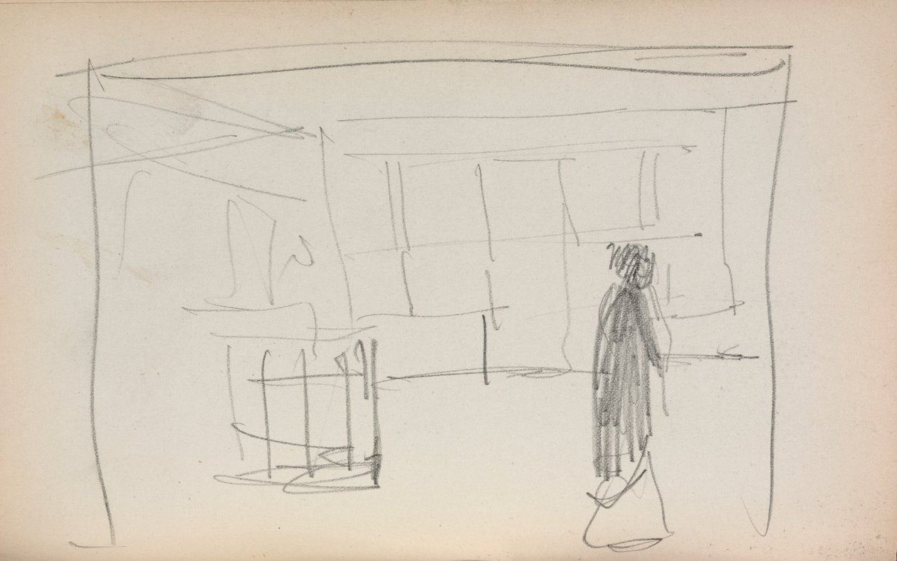 Caderno de esboços italiano: Figura num interior (página 175) de Maurice Prendergast