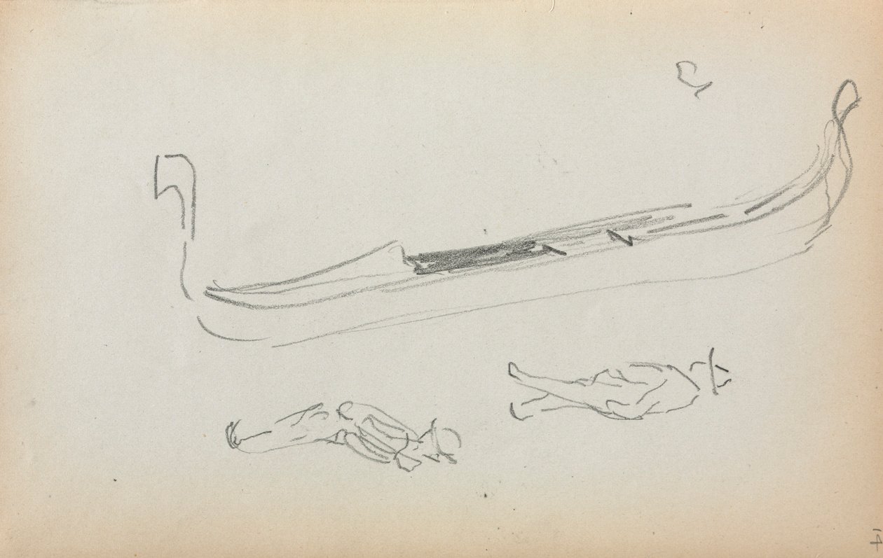 Sketchbook italiano: Gôndola e dois gondoleiros (página 14) de Maurice Prendergast