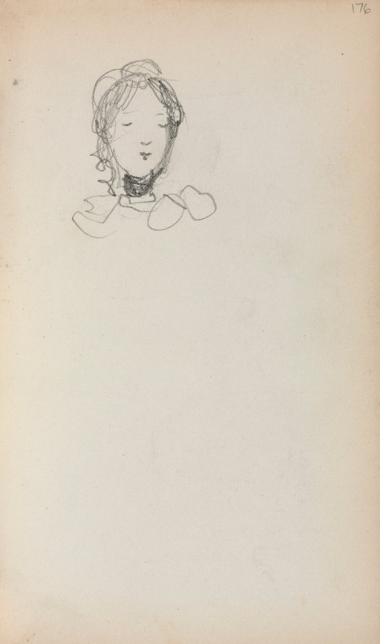 Caderno de esboços italiano: Cabeça de uma rapariga (página 176) de Maurice Prendergast