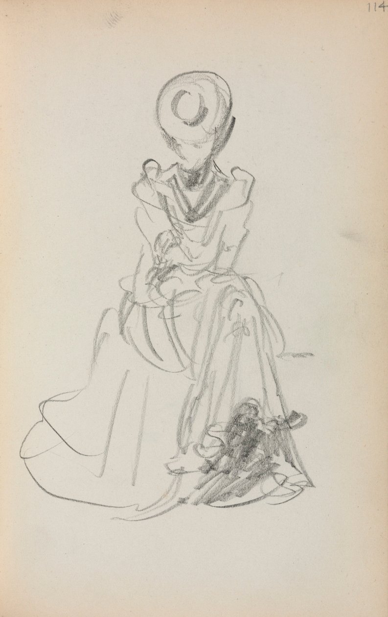 Caderno de esboços italiano: Mulher sentada (página 114) de Maurice Prendergast