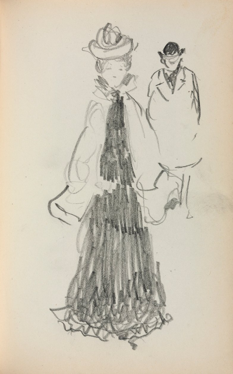 Caderno de esboços italiano: Mulher e homem de pé (página 125) de Maurice Prendergast