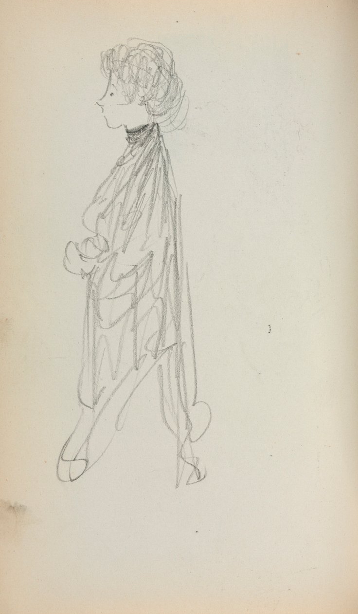Caderno de esboços italiano: Mulher de pé em perfil (página 51) de Maurice Prendergast