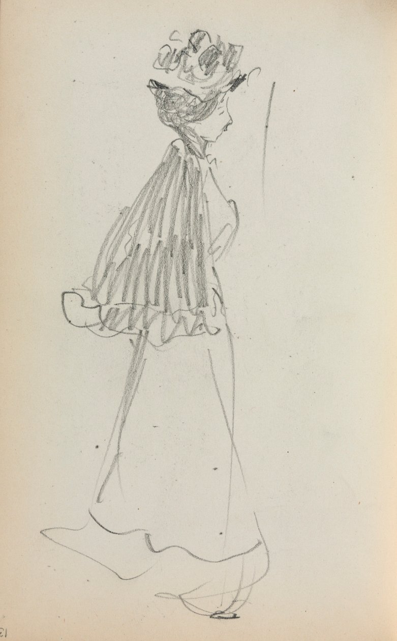 Caderno de esboços italiano: Mulher de pé, de perfil (página 130) de Maurice Prendergast