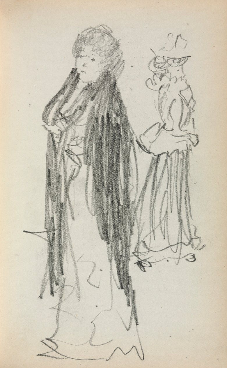 Caderno de esboços italiano: Duas mulheres de pé (página 129) de Maurice Prendergast