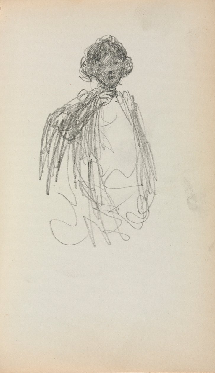 Caderno de esboços italiano: Mulher, comprimento da cintura (página 217) de Maurice Prendergast
