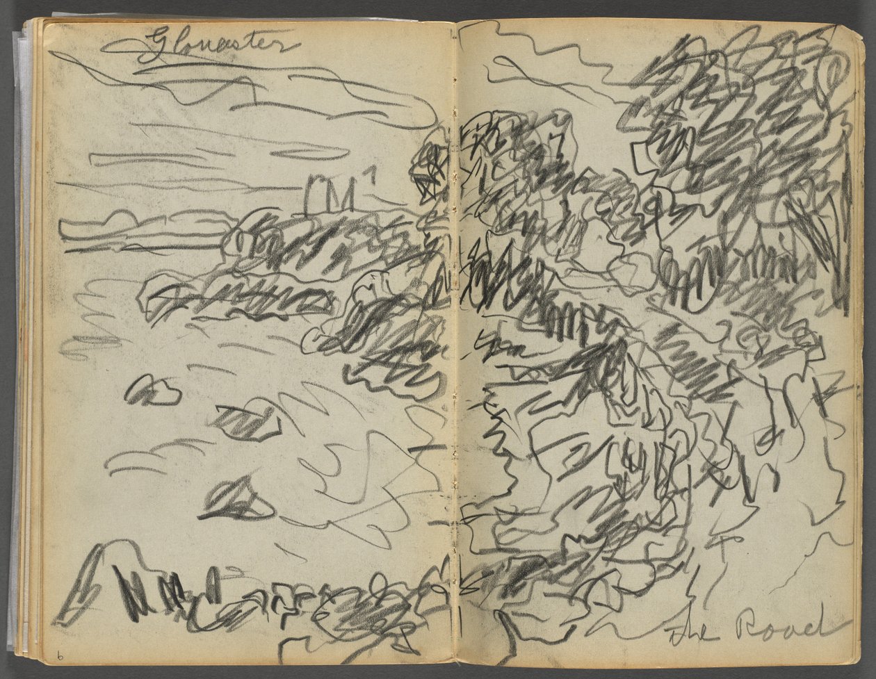 Sketchbook- The Granite Shore Hotel, Rockport, páginas 008 e 9: "Gloucester- The Road" de Maurice Prendergast