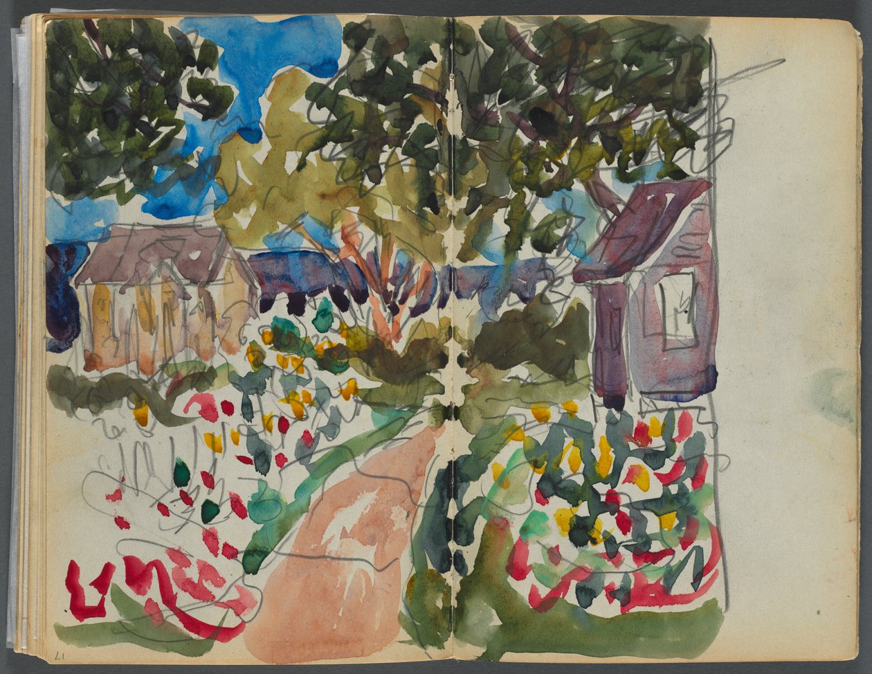 Sketchbook- The Granite Shore Hotel, Rockport, página 016 17: Casas e jardins de Maurice Prendergast