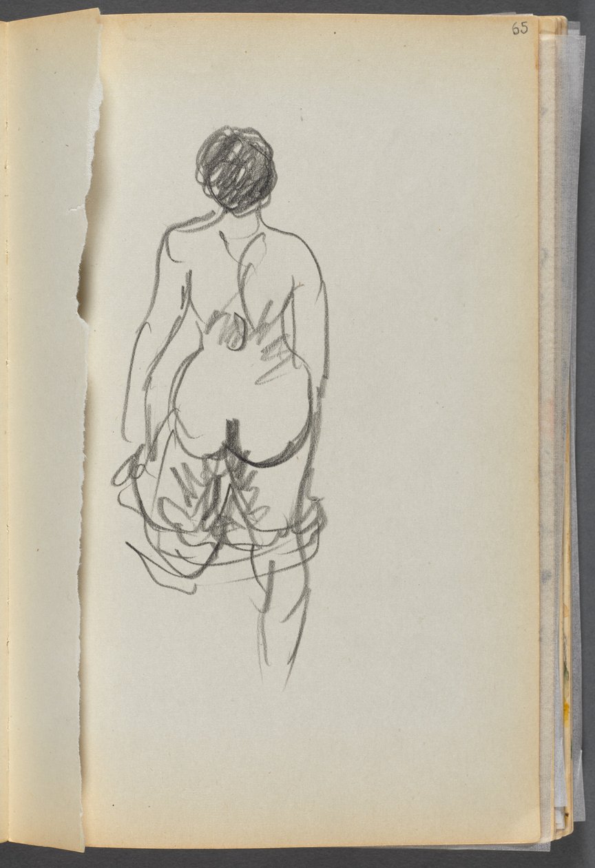 Sketchbook- The Granite Shore Hotel, Rockport, página 065: Nu feminino visto de trás de Maurice Prendergast