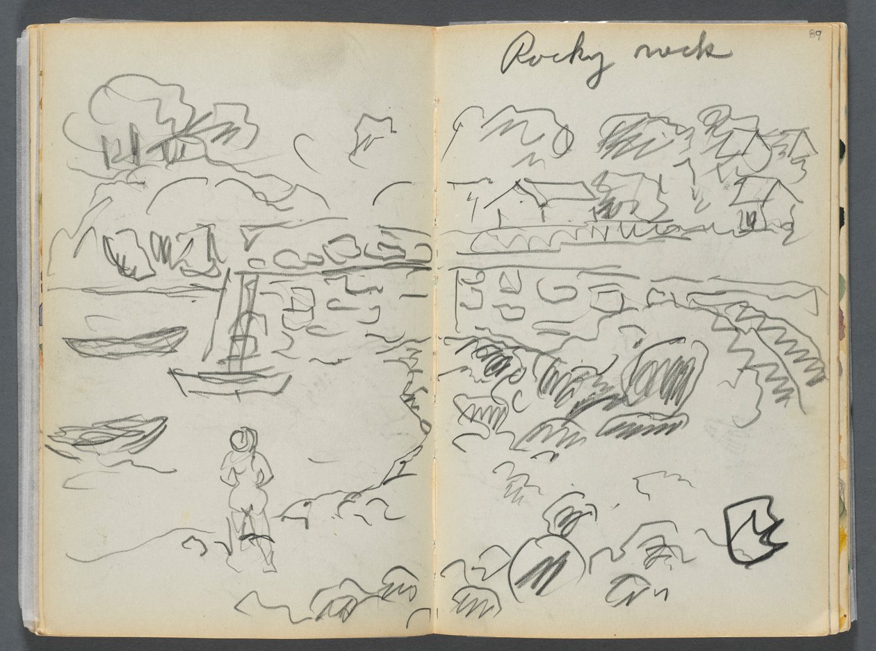 Sketchbook- The Granite Shore Hotel, Rockport, páginas 088 e 89: "Rocky Neck" de Maurice Prendergast