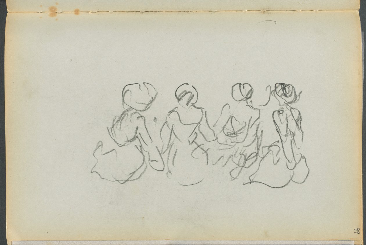 Sketchbook- The Granite Shore Hotel, Rockport, página 099: Figuras femininas sentadas de Maurice Prendergast