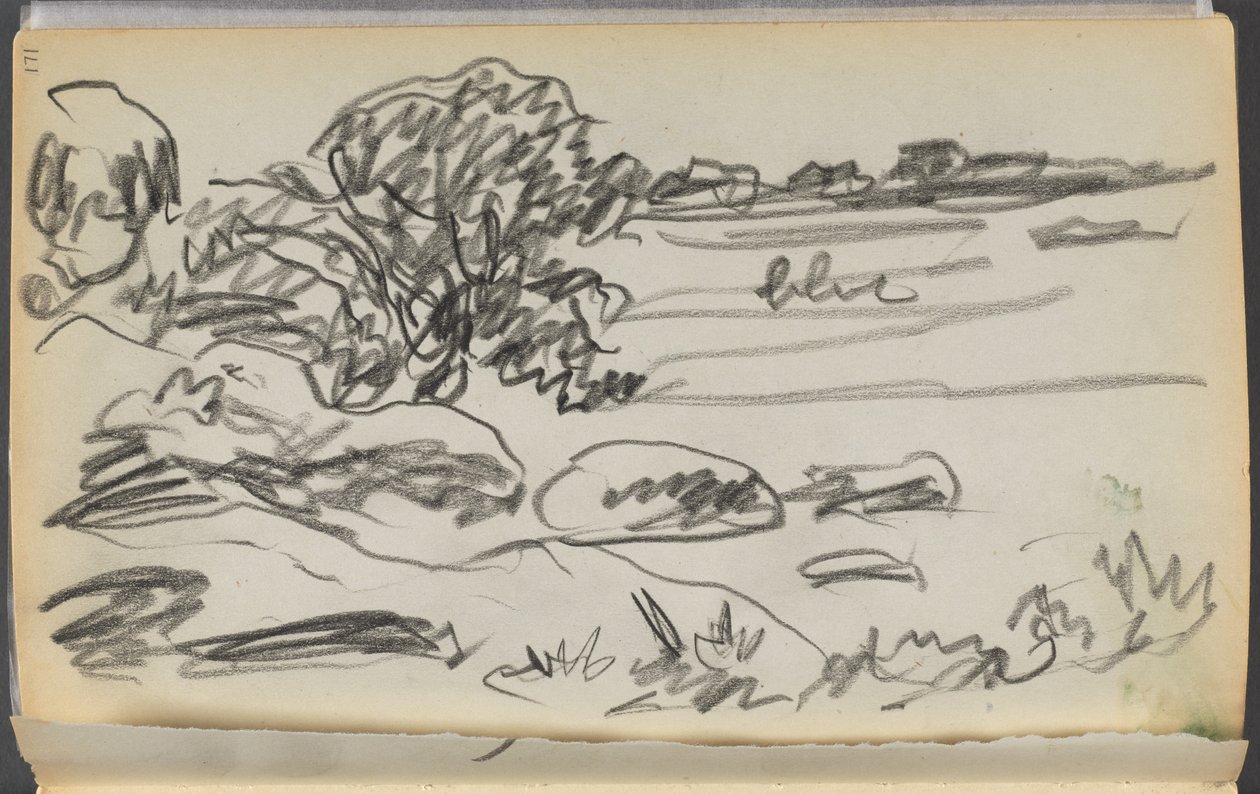 Sketchbook- The Granite Shore Hotel, Rockport, página 171: Paisagem de Maurice Prendergast