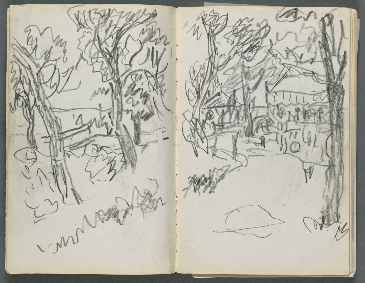 Sketchbook, The Dells, N° 127, página 004 e 5: Paisagem de Maurice Prendergast