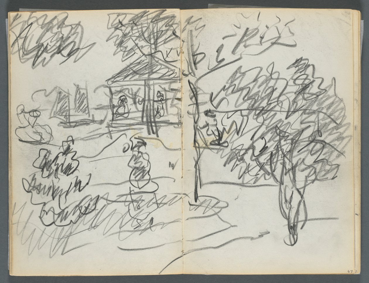 Sketchbook, The Dells, N° 127, páginas 066 e 67: Paisagem de Maurice Prendergast