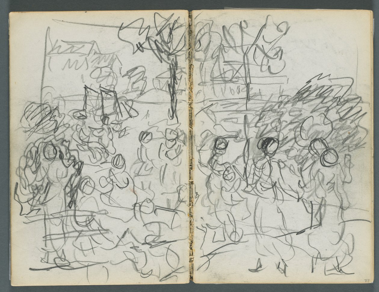 Sketchbook, The Dells, N° 127, página 076  77: Figuras numa paisagem de Maurice Prendergast