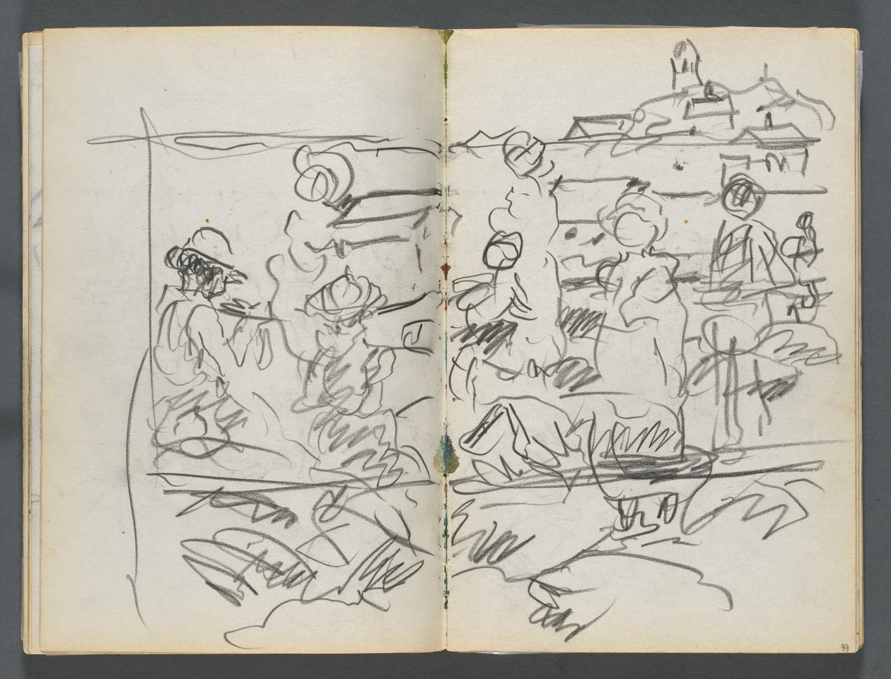 Sketchbook, The Dells, N° 127, página 098  99: Figuras numa paisagem de Maurice Prendergast
