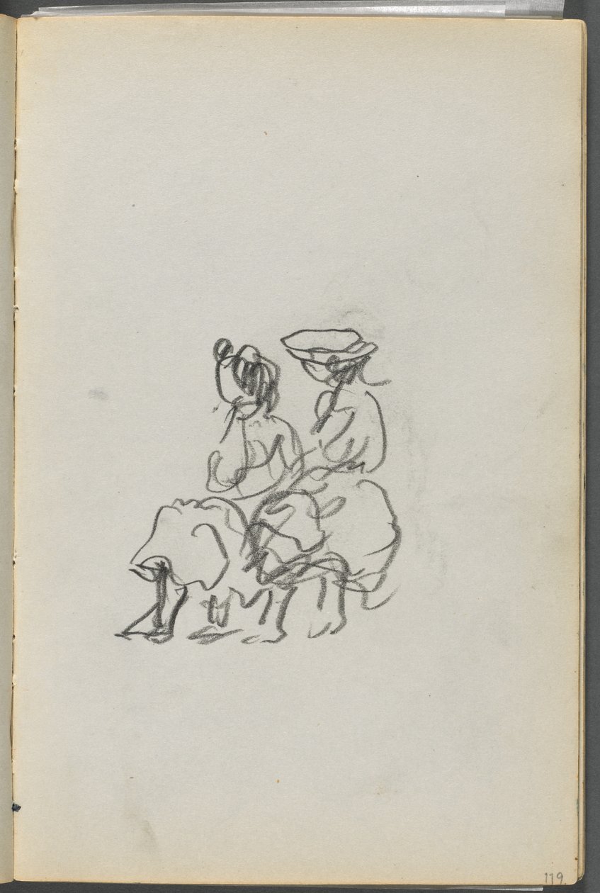 Sketchbook, The Dells, N° 127, página 119: Duas figuras sentadas de Maurice Prendergast