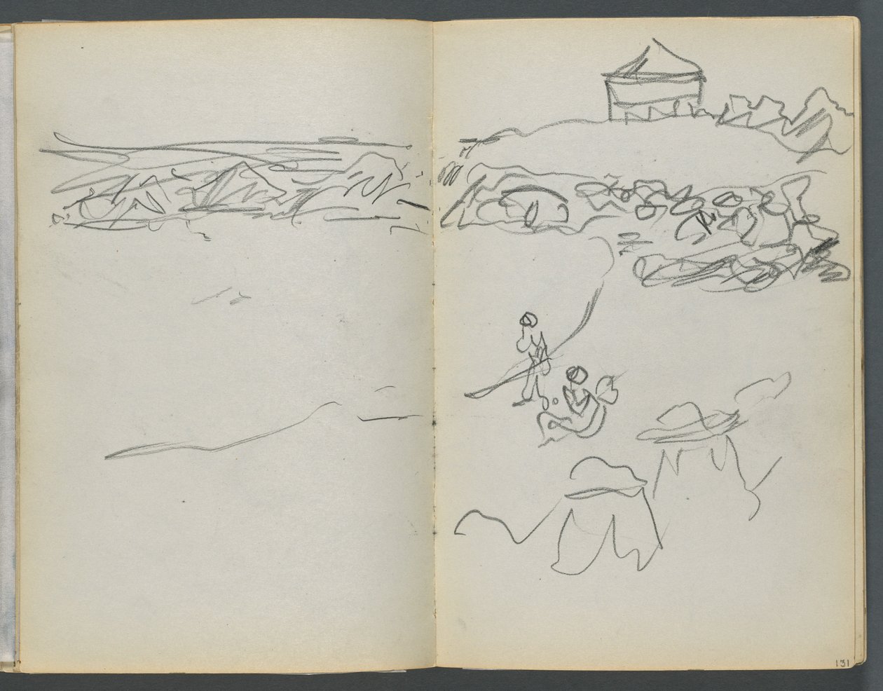 Sketchbook, The Dells, N° 127, página 130  131: Vista da costa de Maurice Prendergast