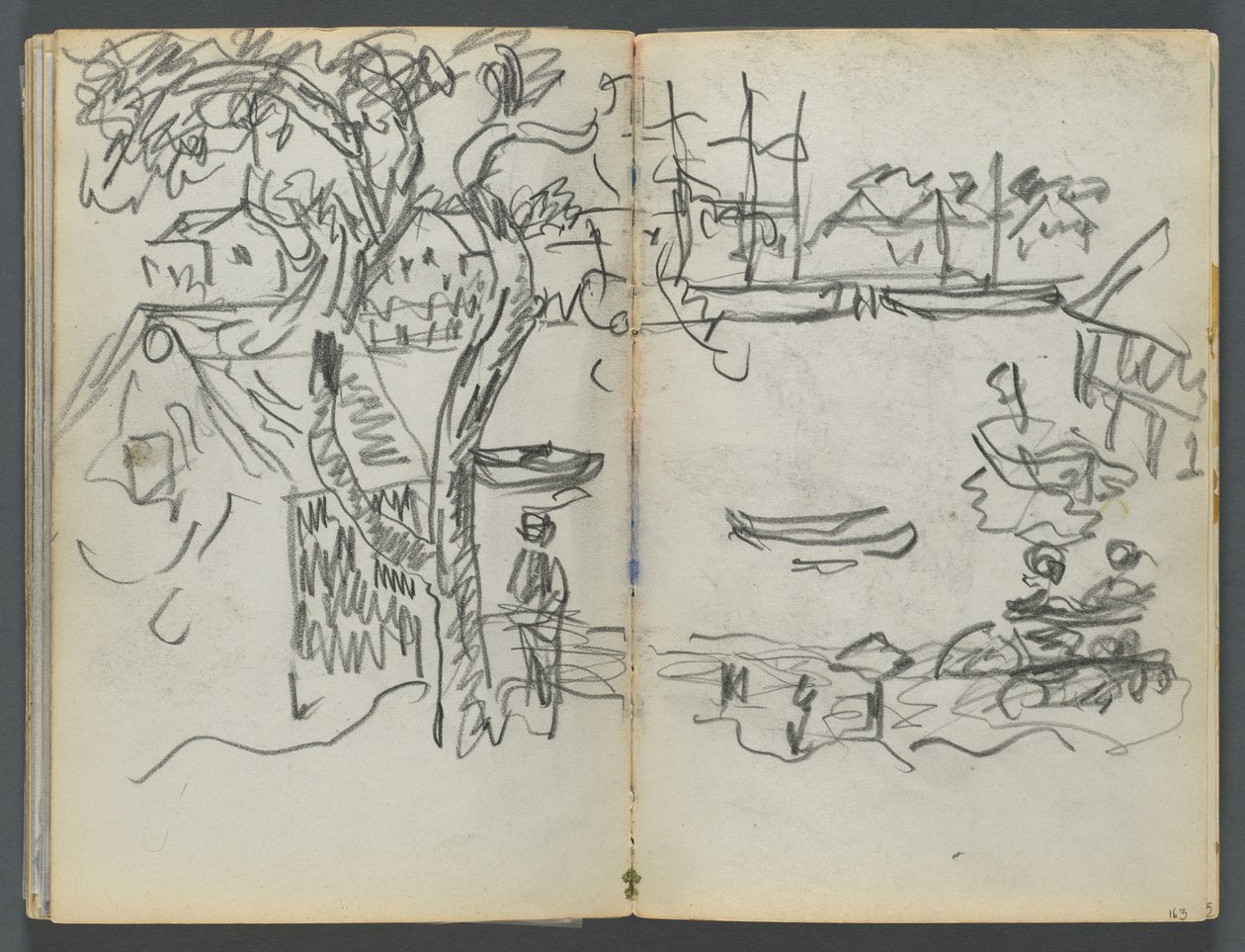 Sketchbook, The Dells, N° 127, página 162  163: Vista do porto de Maurice Prendergast