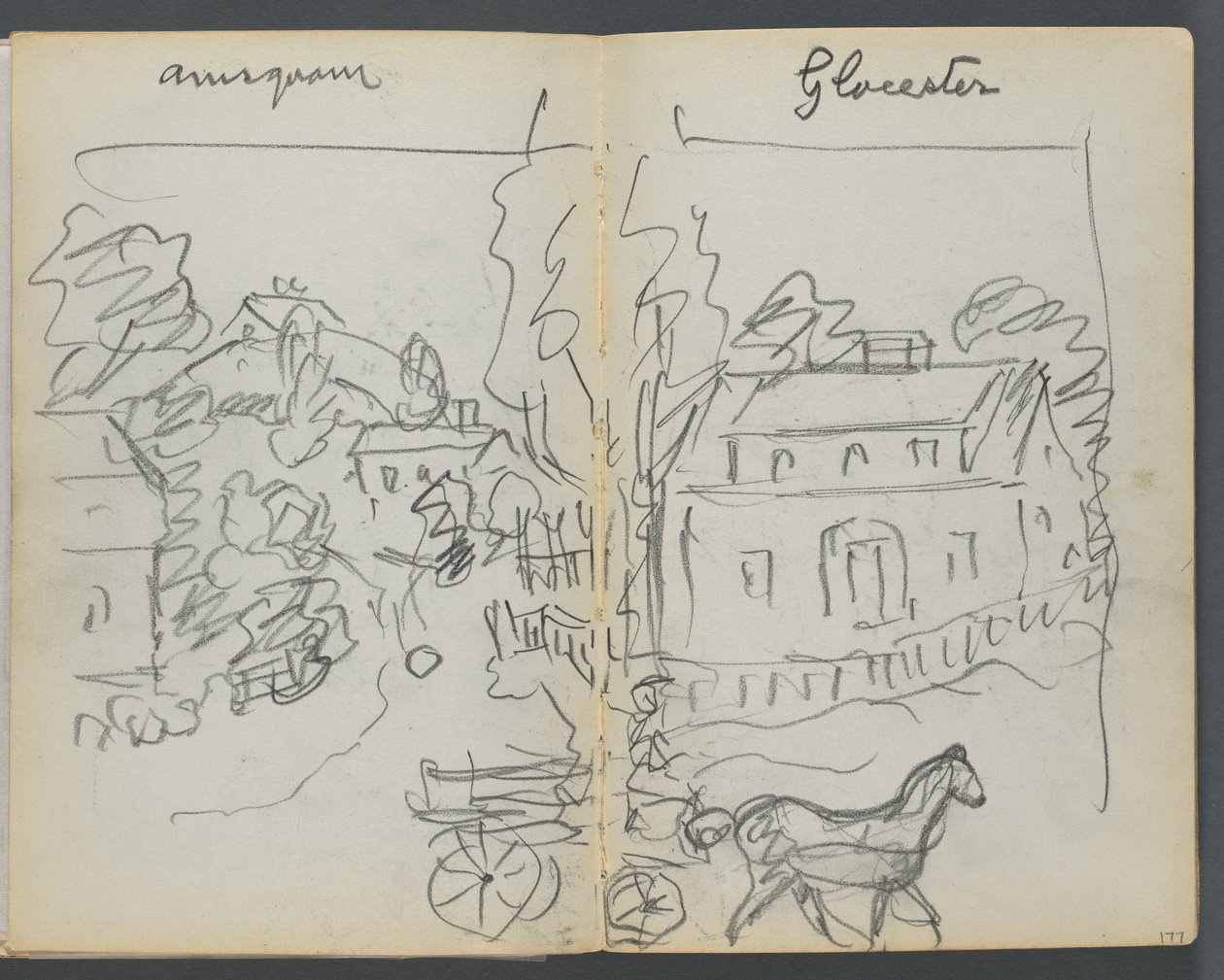 Sketchbook, The Dells, N° 127, página 176 e 177: "Annisquam - Glocester" de Maurice Prendergast