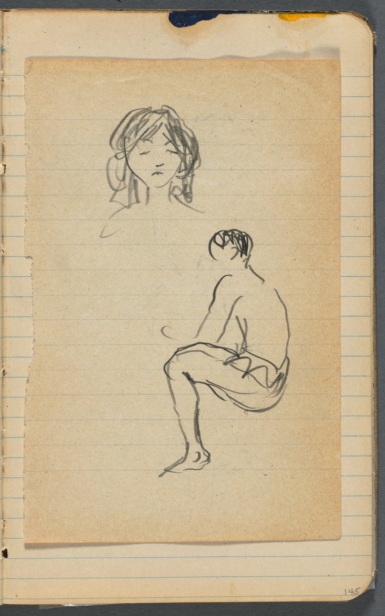 Caderno de esboços, folha solta entre as pgs. 144  145 de Maurice Prendergast