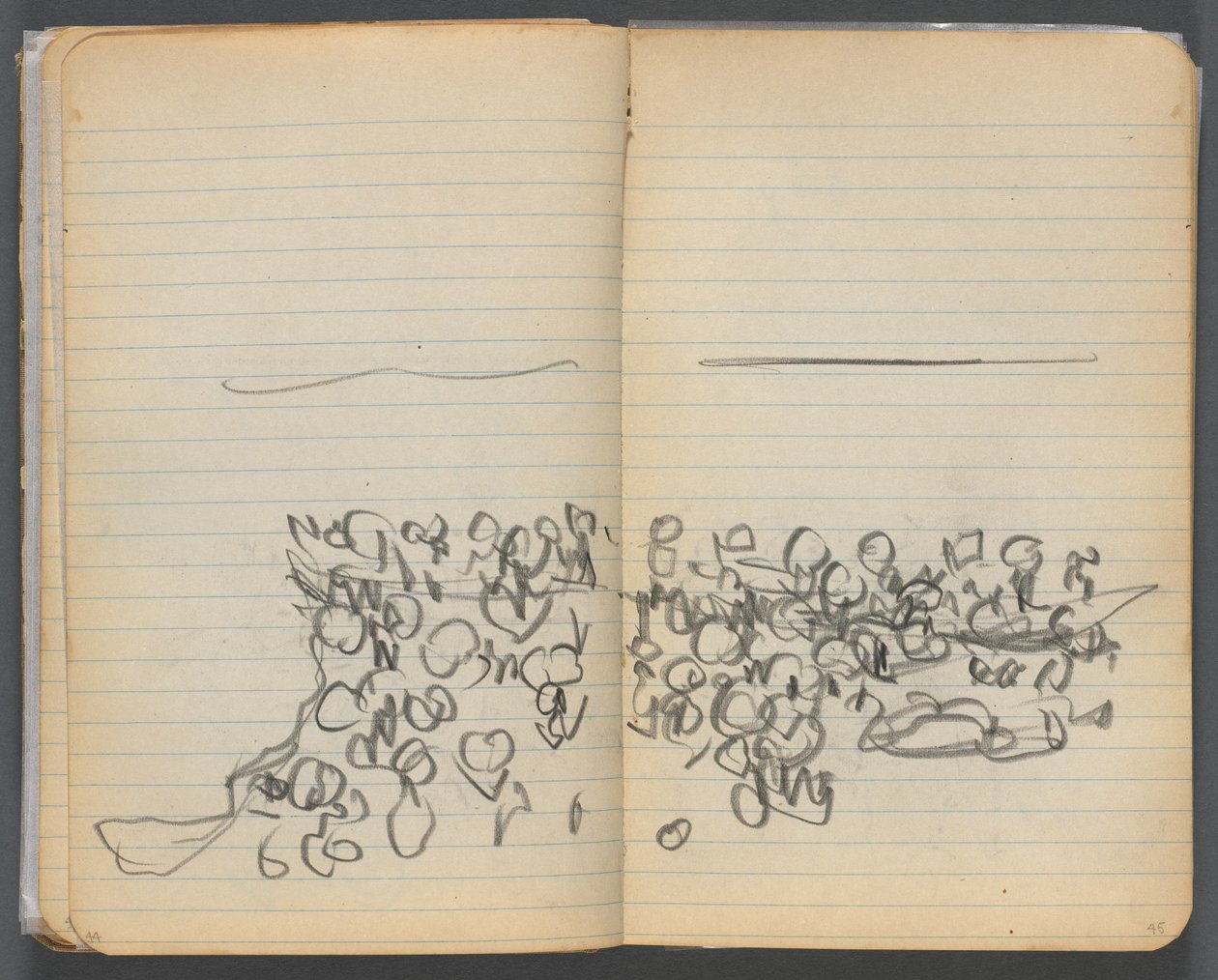 Sketchbook, página 044  45: Vista da praia de Maurice Prendergast