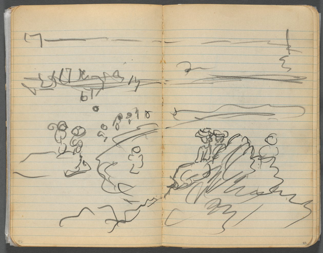 Sketchbook, página 082  83: Vista da praia de Maurice Prendergast