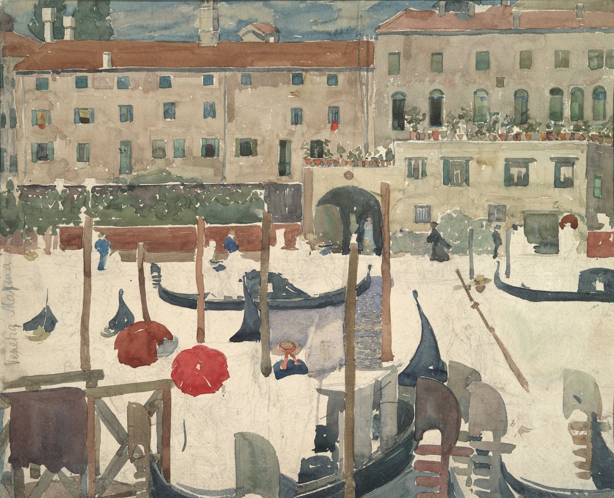 O Quai, Veneza (reto); Venetia Marina (verso) de Maurice Brazil Prendergast