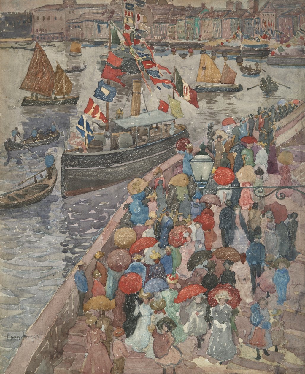 O cais, Veneza (recto); Venetia Marina (verso) de Maurice Prendergast