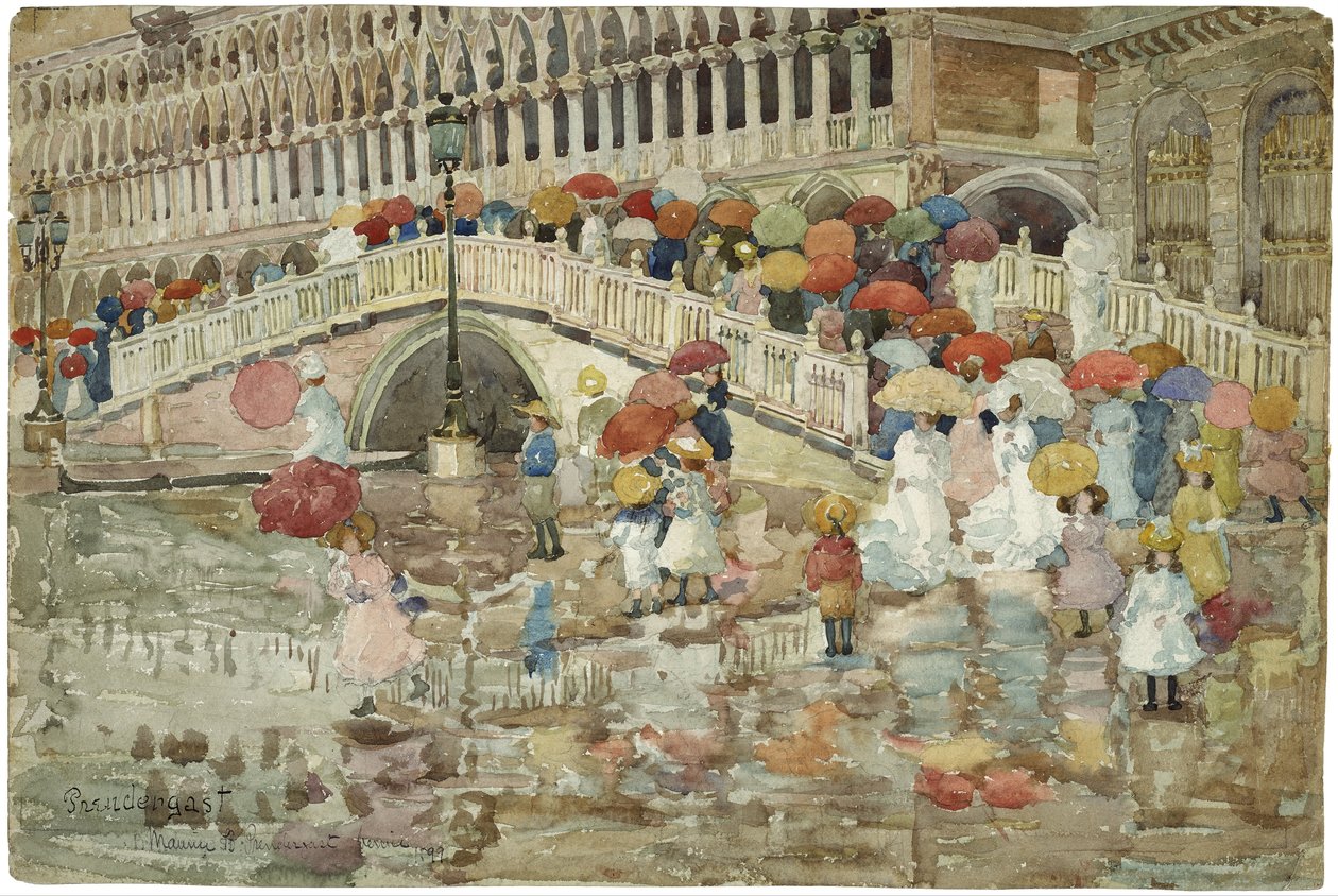 Guarda-chuvas na chuva de Maurice Prendergast