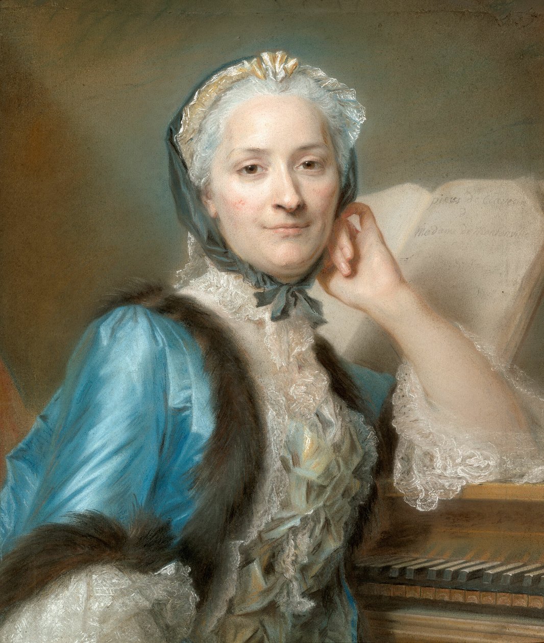 Retrato de Madame Anne-Jeanne Cassanéa de Mondonville, nascida Boucon (1708-1780) de Maurice Quentin de Latour