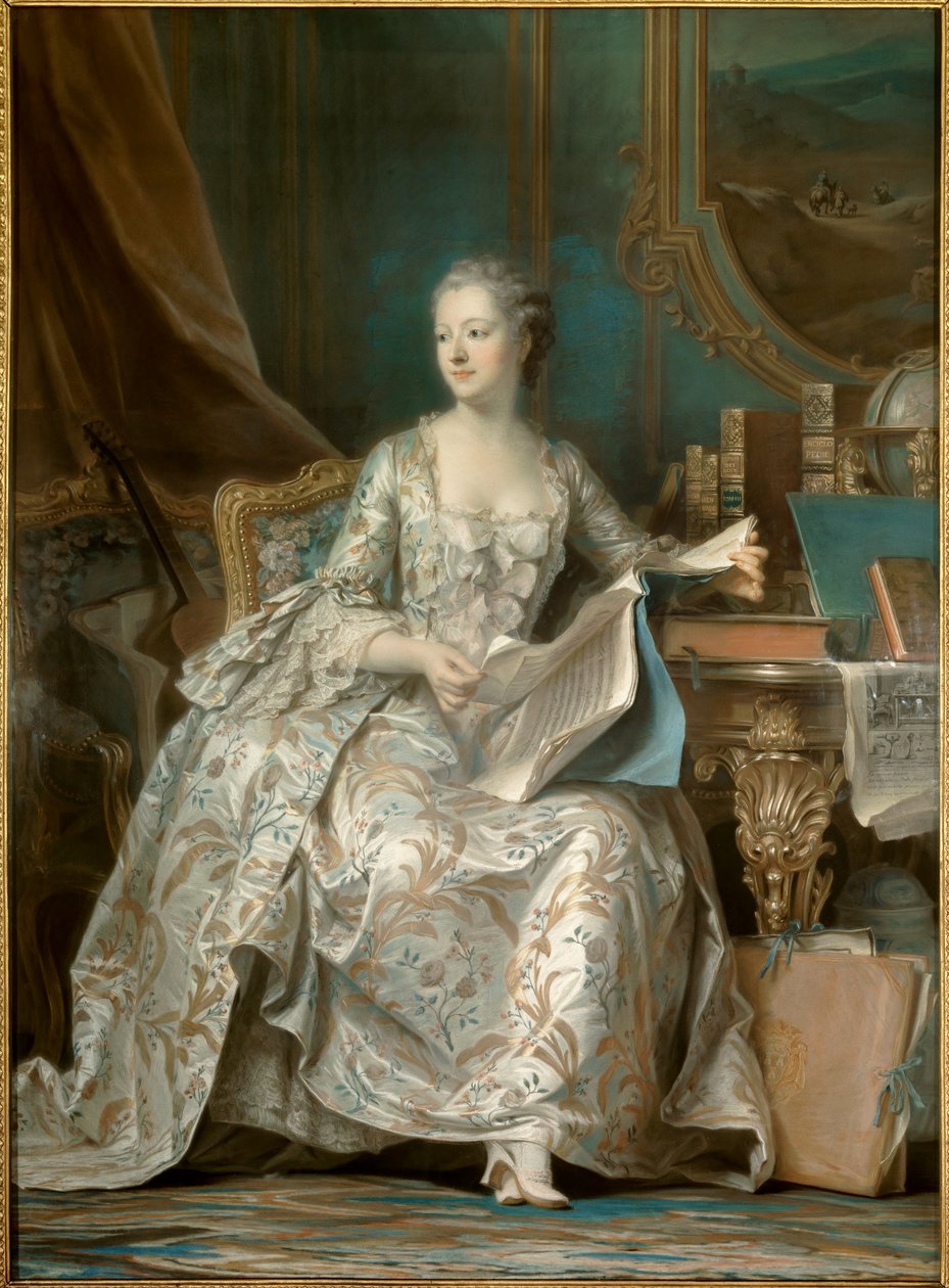 Retrato de Jeanne Antoinette Poisson, Marquesa de Pompadour (conhecida como Madame de Pompadour de Maurice Quentin de La Tour
