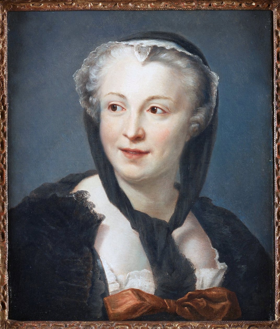 Retrato da romancista Françoise de Graffigny (1695-1758) por La Tour, Maurice Quentin de (1704-1788). Pastel sobre tela, tamanho : 46,5x38, , Coleção Particular de Maurice Quentin de La Tour
