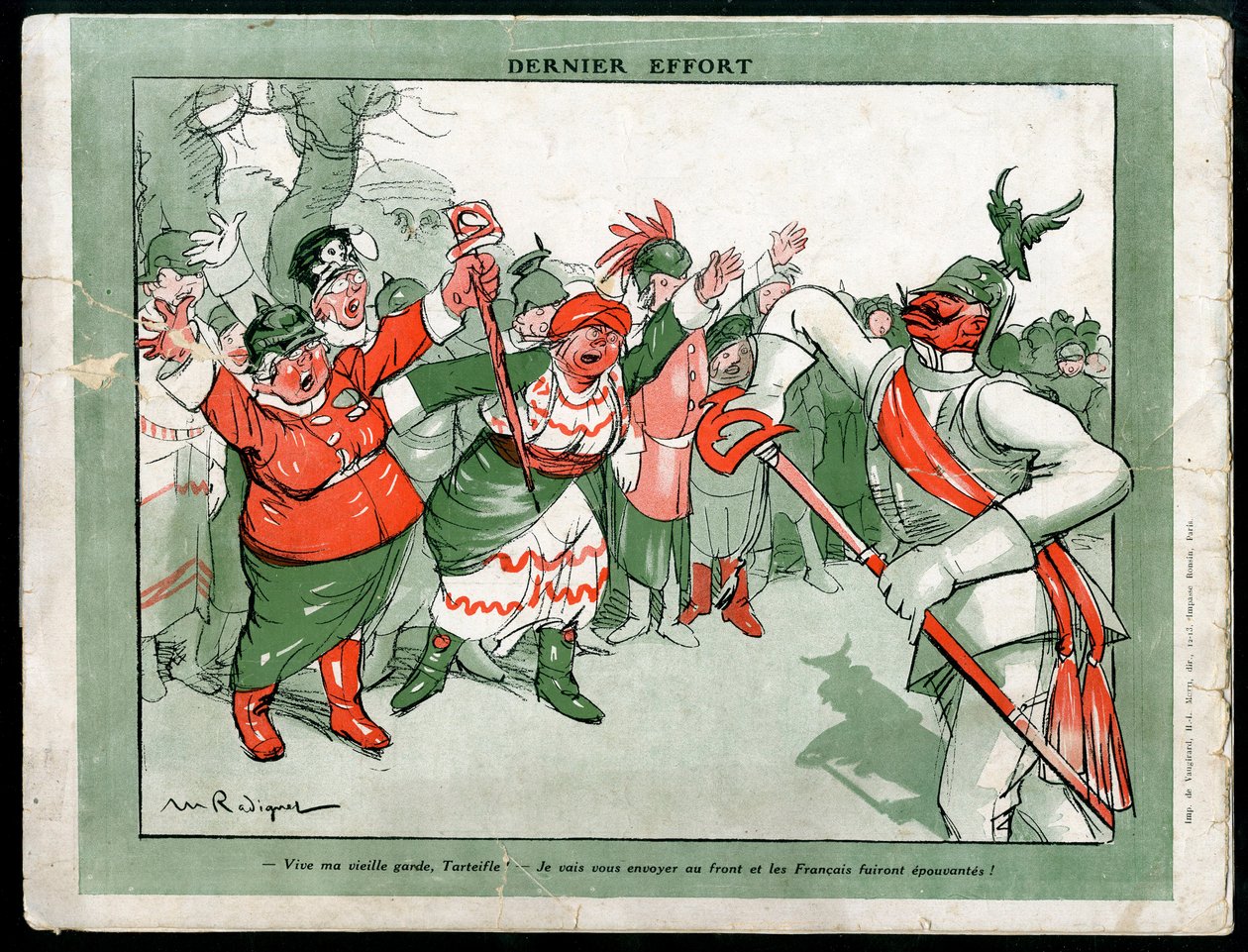 Ilustração de Maurice Radiguet (1866-1941) na Mode na Alemanha, ca. 1915 - Último Esforço - Guerra de 14 -18, Alemanha Prússia, Moda, Triplice - William II de Maurice Radiguet